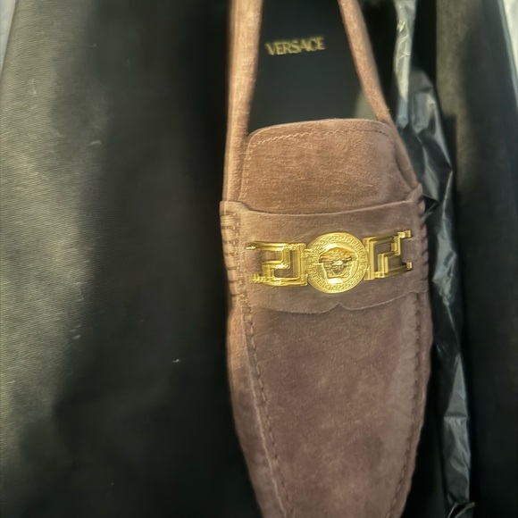Versace Men's Dark Brown Loafers with Gold Accent - Picture 2 of 6